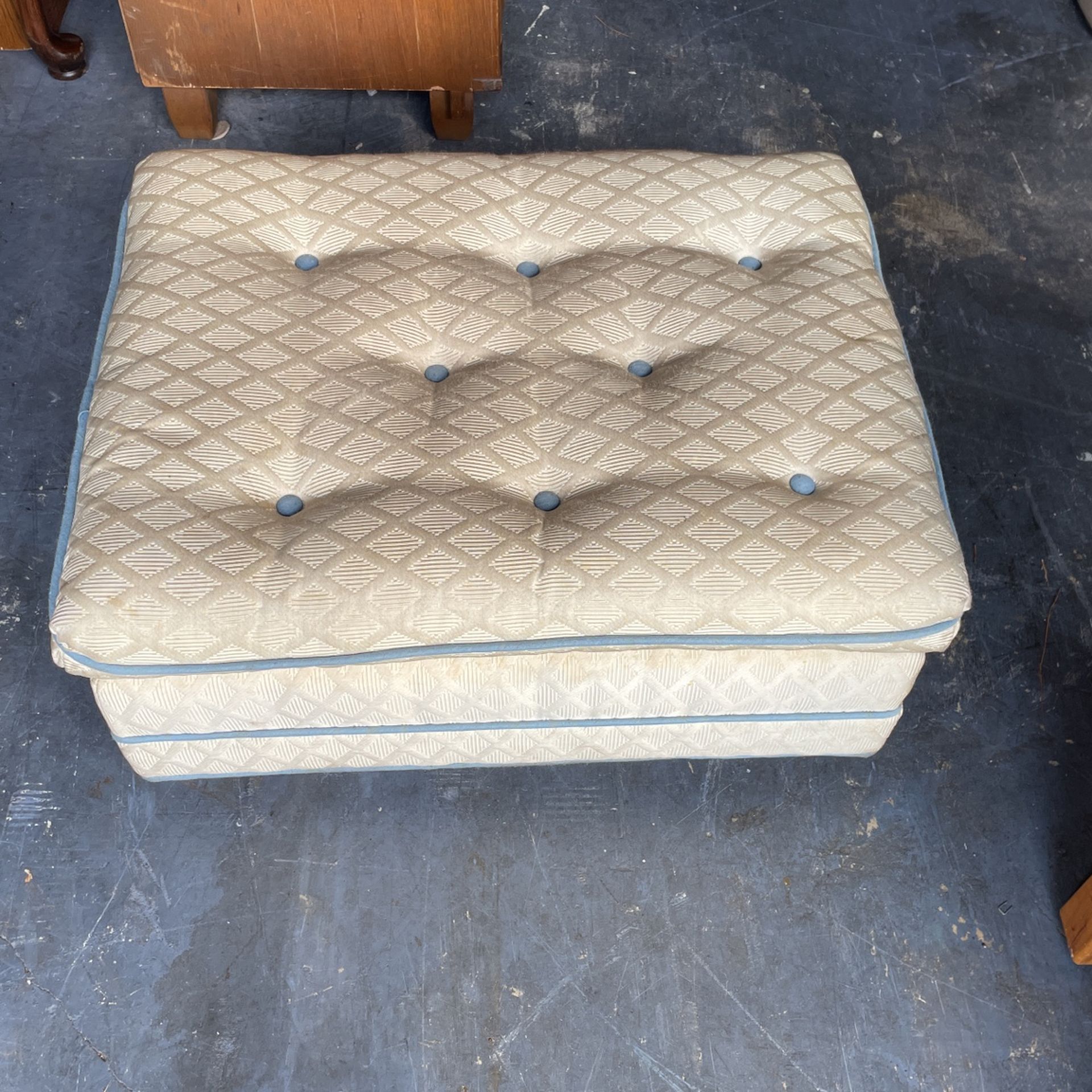 Real Nice White And Blue Ottoman