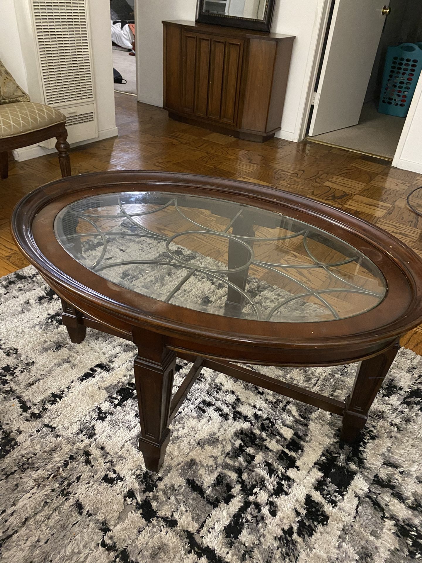 Mini Glass Table With A Shoe Storage With Door