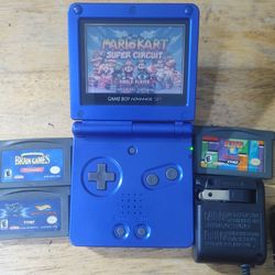 Blue Gameboy Advance SP + 4 Games - Practically New Condition 