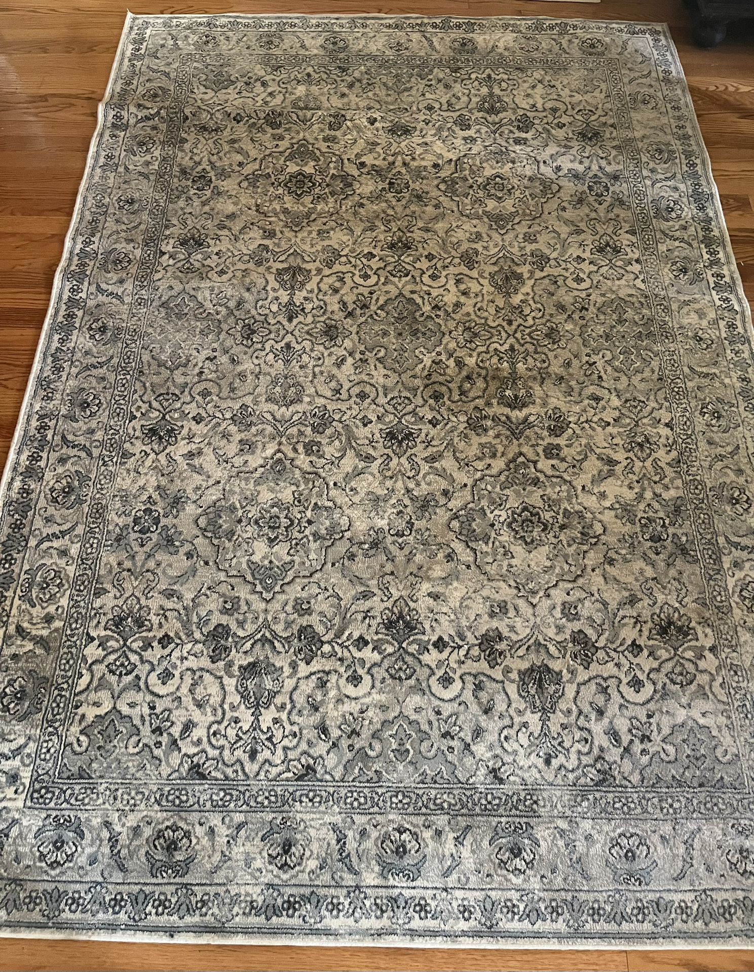Blue/Grey/Ivory Low Pile Area Rug