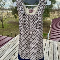 Dress Juicy Couture Silk Flutter Sleeve Shift Dress Sz 4 Tie Cream Red Blue Nautical