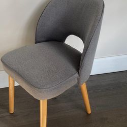 Mid century Modern Accent Chair With The Textured Gray Fabric And Light Wood Legs