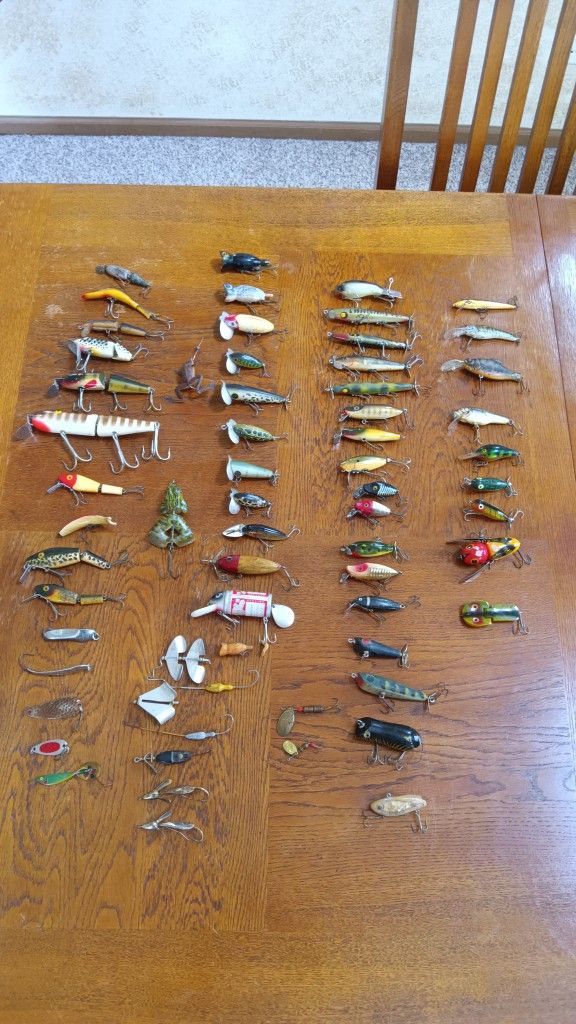 Vintage Rare 62 Fishing Lures Collection  own  all 62 Includes 4 New Plano Tackle Boxes Bass Muskie Walleye Trout Salmon See Our Other Great sports an