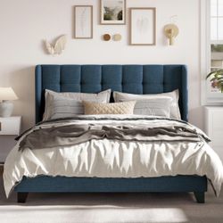 Queen Size Bed Frame Blue Green 