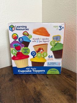 Learning Resources ABC Party Cupcake Toppers Lower Upper Case Alphabet Ages 3-4