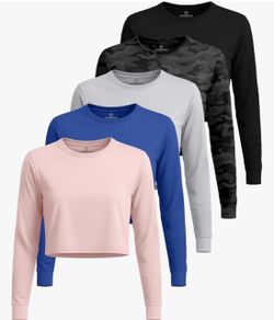 5 pack XS Women's Crop Long Sleeve Shirts
