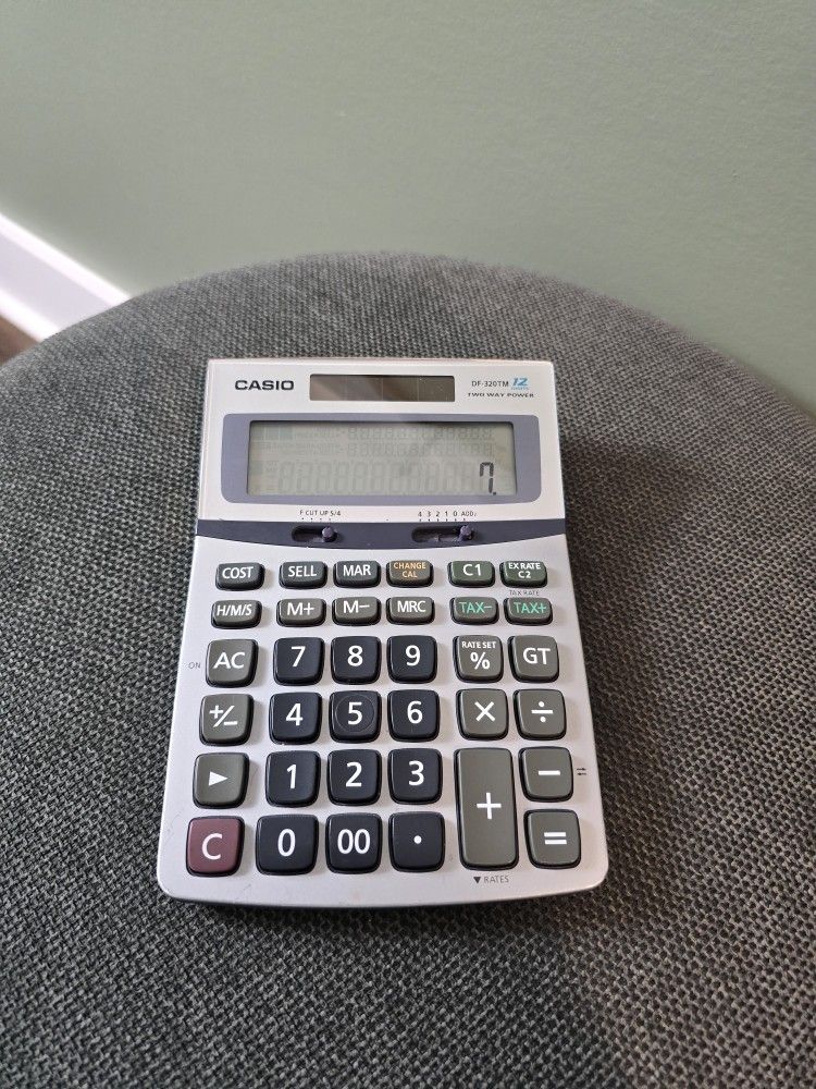 Casio DF-320TM Two Way Power Solar Battery 12 Digit Tax Calculator