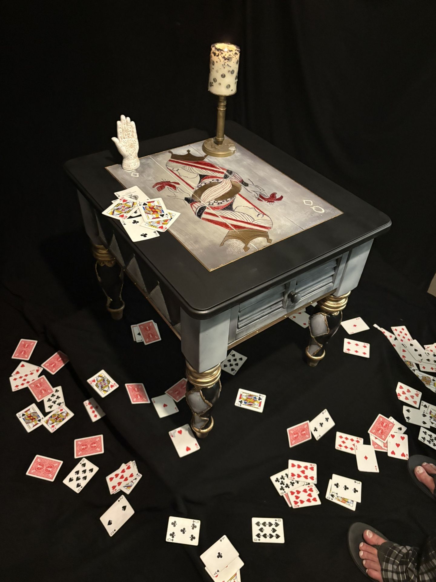 Vintage Inspired Side Table Hand painted