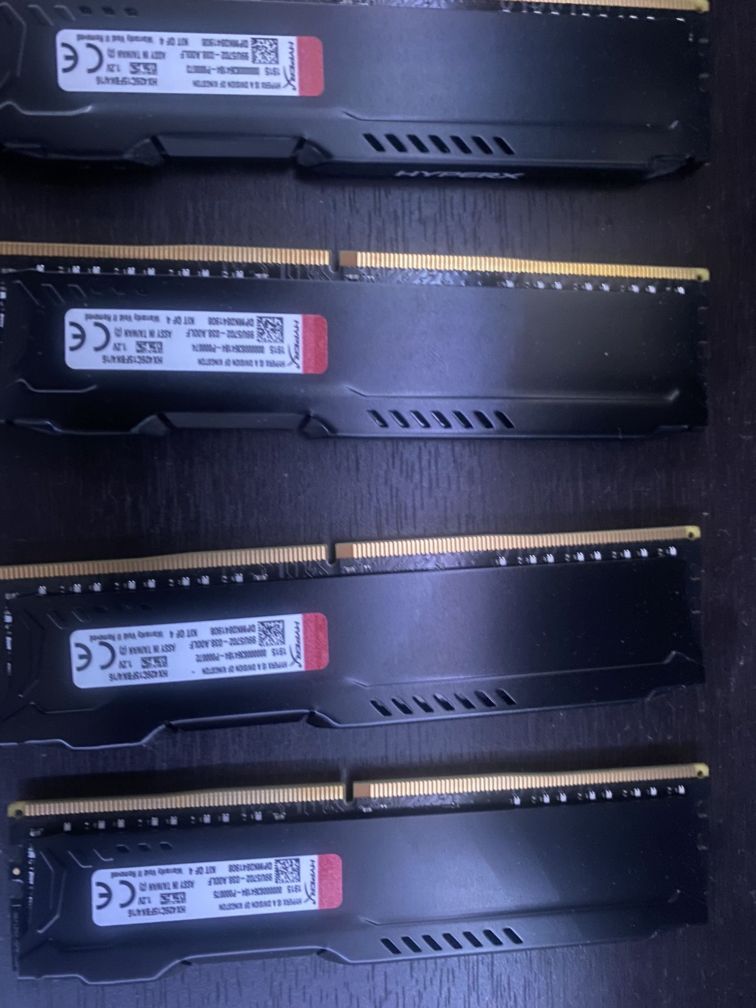 4 Sticks Of 4 Gb Ddr4 Ram 16gb Total. By Hyperx 