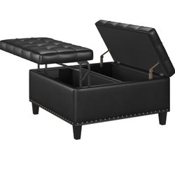 Lift-Top Ottoman with Storage – Faux Leather – $150