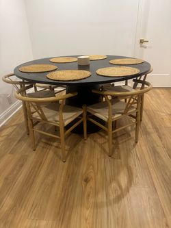 Jasper Ebony Black 59” Wide Contemporary Round Dining Table