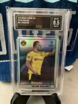2020 Merlin Chrome UCL #65 Refractor Erling Haaland Gem. Mint 8.5