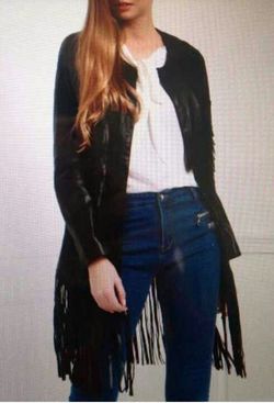 Faux Leather Fringe Jacket
