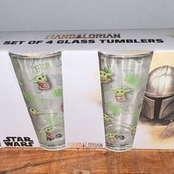 Star Wars Mandalorian Grogu (Baby Yoda) Glass Tumbler Set – Brand New In Box