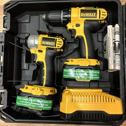 DEWALT 18V Combo Compact Drill + Impact + 2 Batteries, Charger and Case