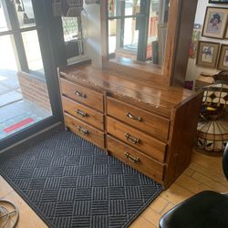 Wood Dresser And Mirror