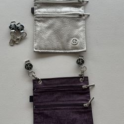 Hook on Belt, pants, etc Purple and Silver Purses (2) w/extra set of clips-$8 for all 