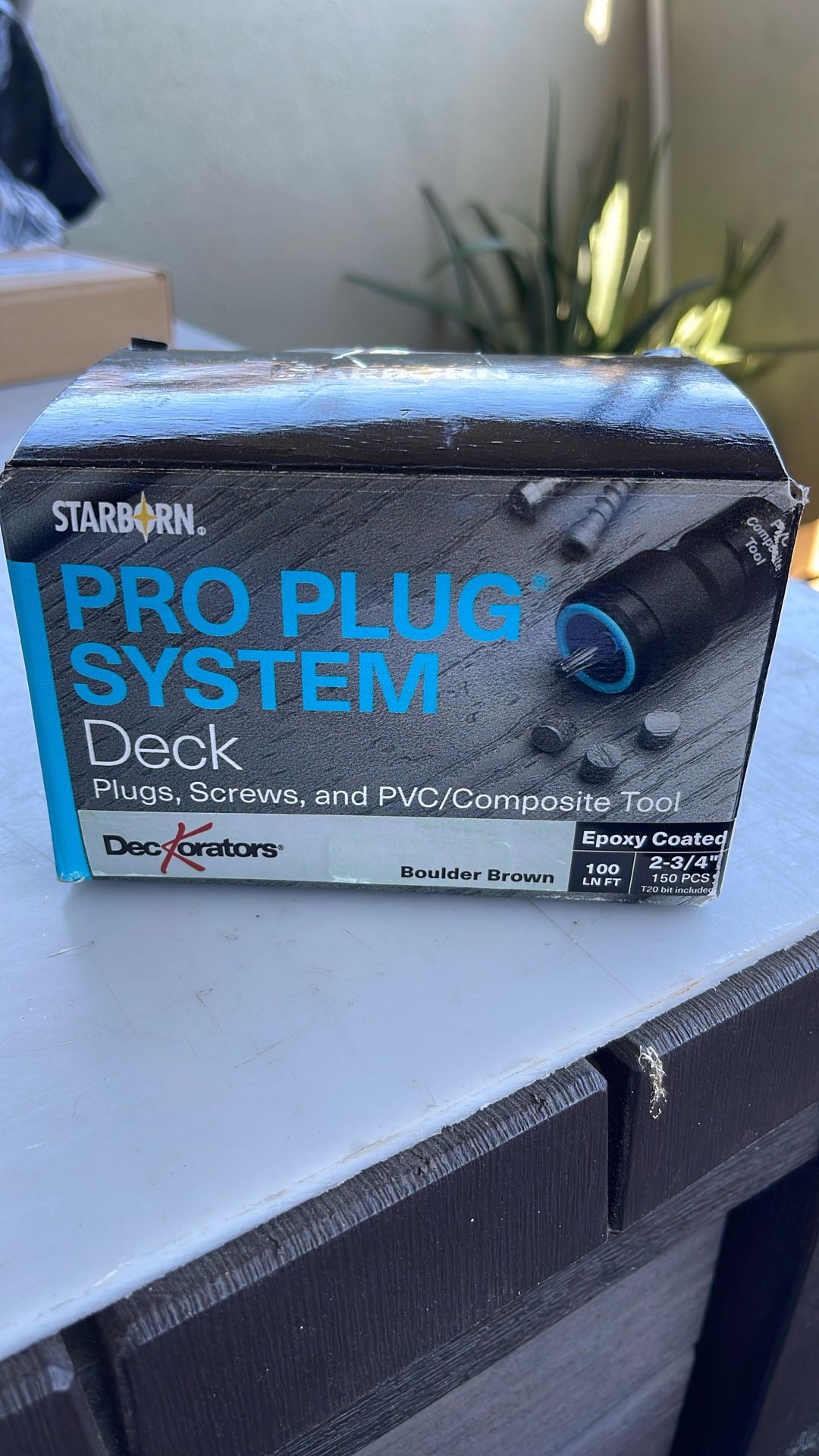 Brand: Starborn Industries 4.2 4.2 out of 5 stars (44) Starborn Pro Plug System Pebble Grey PVC Composite Deck Boards, Covers 40 Sq Ft Complete Kit wi