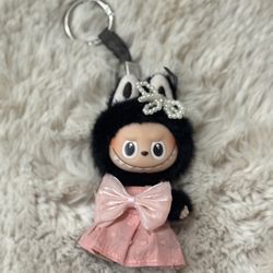 Mini Labubu Pin for Love Outfit - Pink Mokoko Dress  10cm Doll 2pc set 