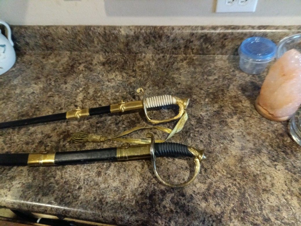Officer Ceremonial Sword & A Replica Of A Civil War Sword CSA.