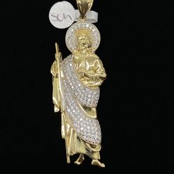 $1800 Yellow Gold W Zirconia San Judas Charm