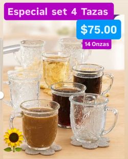 Nueva Línea Tazas Para Cafe Set De 4 Línea Wildflowers  14 0nzas Princess House Ventas  Finales