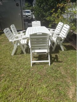 Patio set with white pvc wood