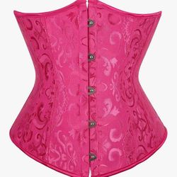 6XL Rose Red Pink Lace Up Boned Underbust Waist Trainer Corset