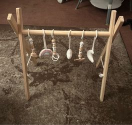 Baby pinewood floor play gym