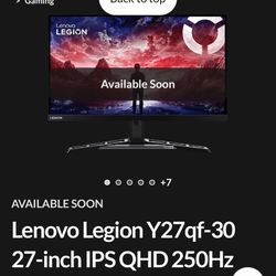 (unopend Box)Lenovo Legion Y27qf-30 27-incho IPS QHD 250Hz Gaming Monitor