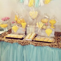 Turquoise Satin And Tulle Table skirt/tablecloth Wedding, Kids Party $40
