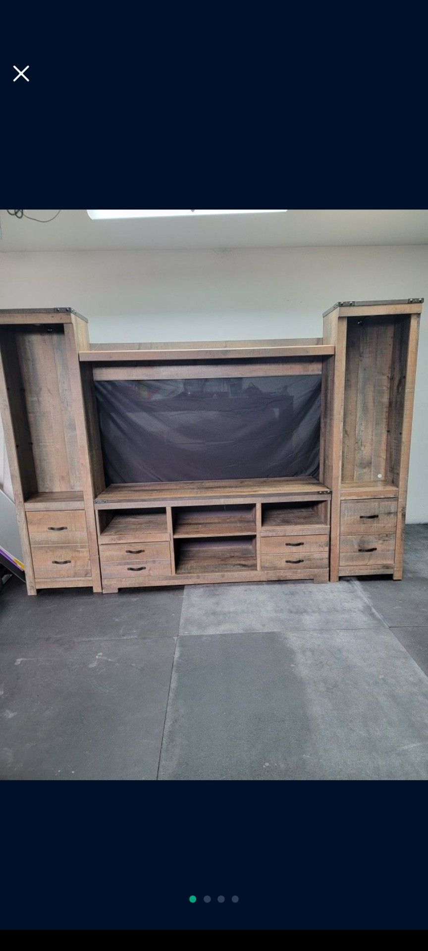 Large Entertainment Center Orig $1,500 Ashley Brand, Industrial Chic