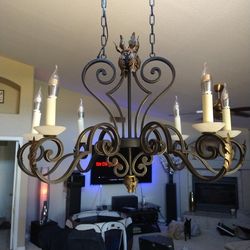 Vintage Six Light Gold Leaf Chandelier
