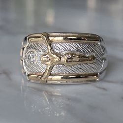 Man ring silver 925 and gold 10k size 9, 9.5, 10, 10.5, 11, 11.5 ,12, 12.5 13, men rings