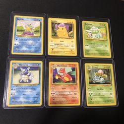 Pokémon Base Set Starters And Pikachu 