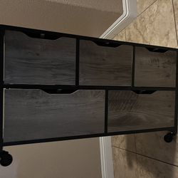 5 Drawer Rustic Cabinet Iron Frame