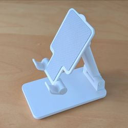 Phone Stand White Portable Height Adjustable Foldable Compatible With iPhone Android