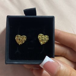 Medium Heart Nugget Earrings Gold Plated