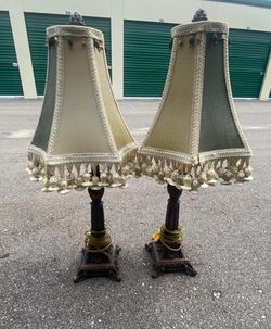 Matching Vintage Table Lamps with Original Tassel Shades