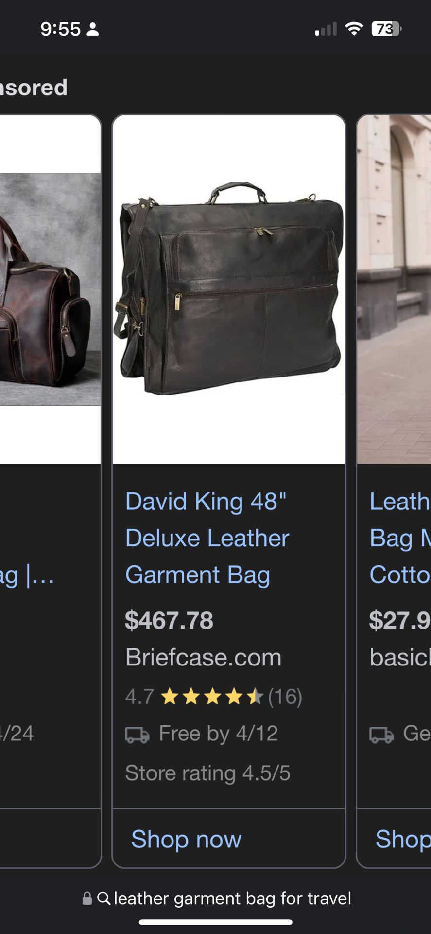 Deluxe Leather Garment Bag