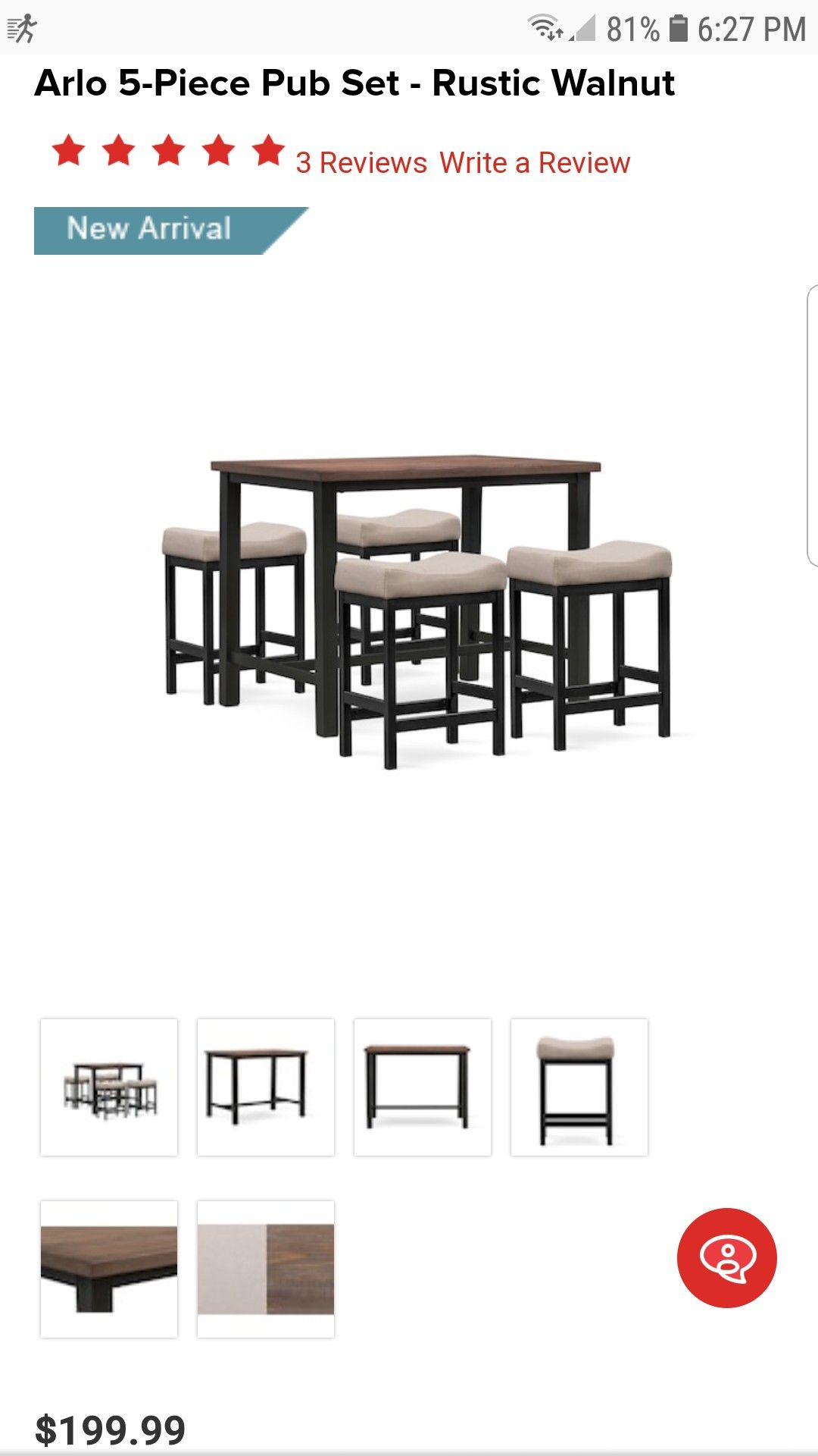 Arlo 5-Piece Pub Set - Rustic Walnut