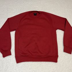 Uniqlo Men Red Smooth Cotton Fleece Crewneck Pullover 
