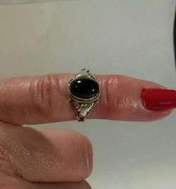 Bali Indian Black Star Diopside Ring Sterling Silver (Size 5)