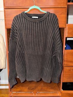 ZARA Black/Dark Grey Heavy Ribbed Knit Sweater