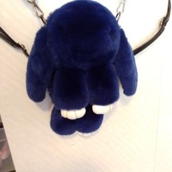 Real MINK super Soft Backpack w /zipper / Royal Blue 