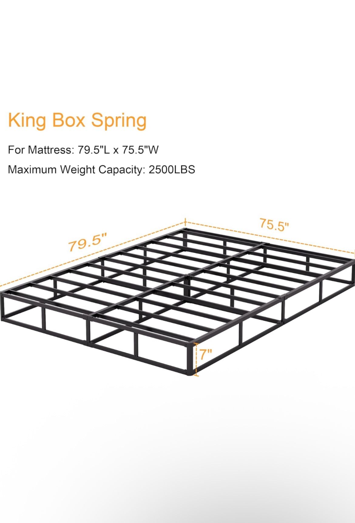 King Size 7inch Box spring Only
