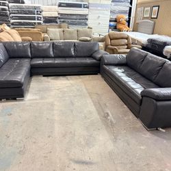 Leather sofa & sofa L