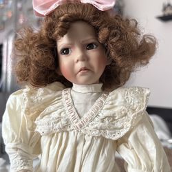 Antique Elegant Cream and Pink Doll by Diana Effner