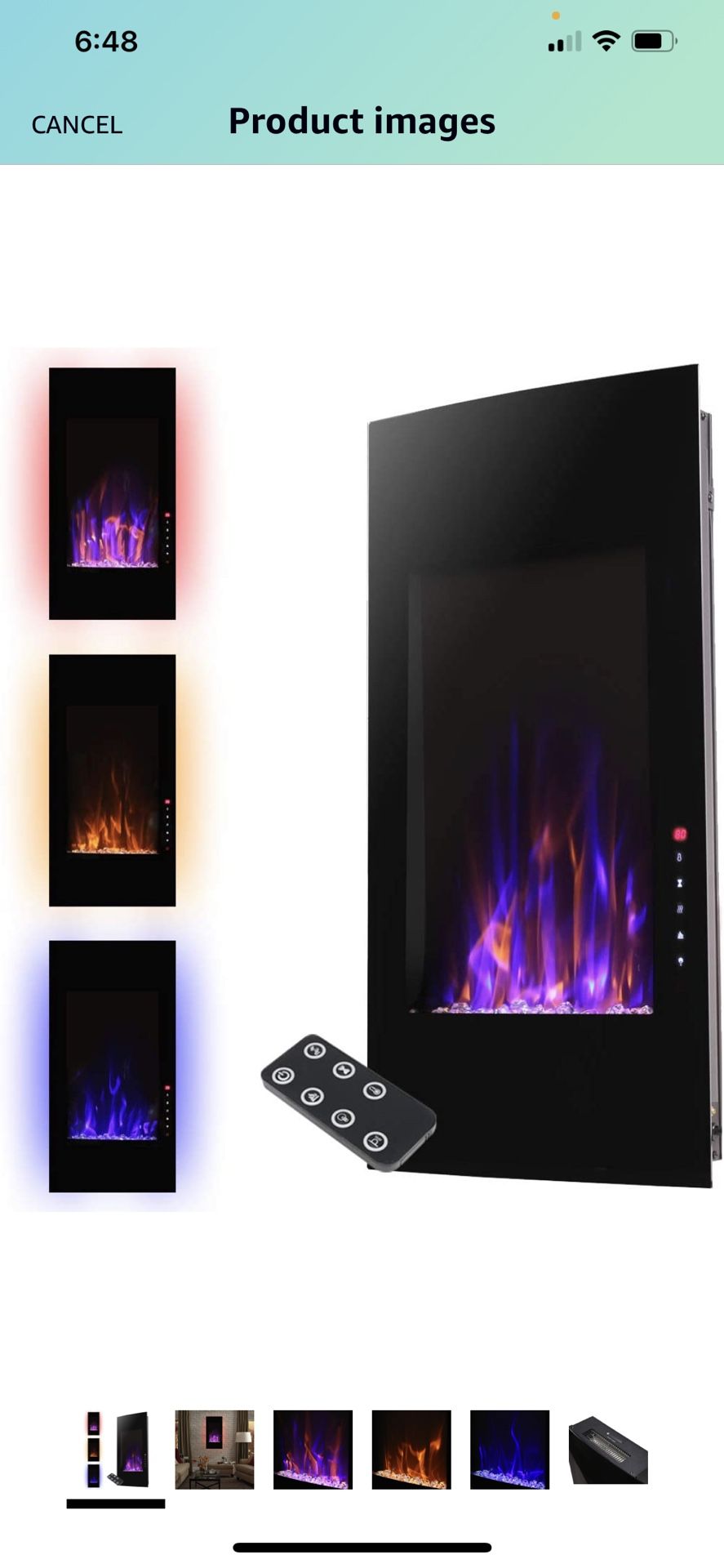 XtremepowerUS 32 inch Vertical Curved Electric Fireplace Wall Mounted Heater Touch-Screen Flame Effect Colors Flame & Backlights, with Remotes, 1500W