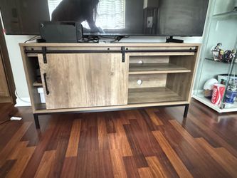 Modern Farmhouse TV Stand with Sliding Barn Door